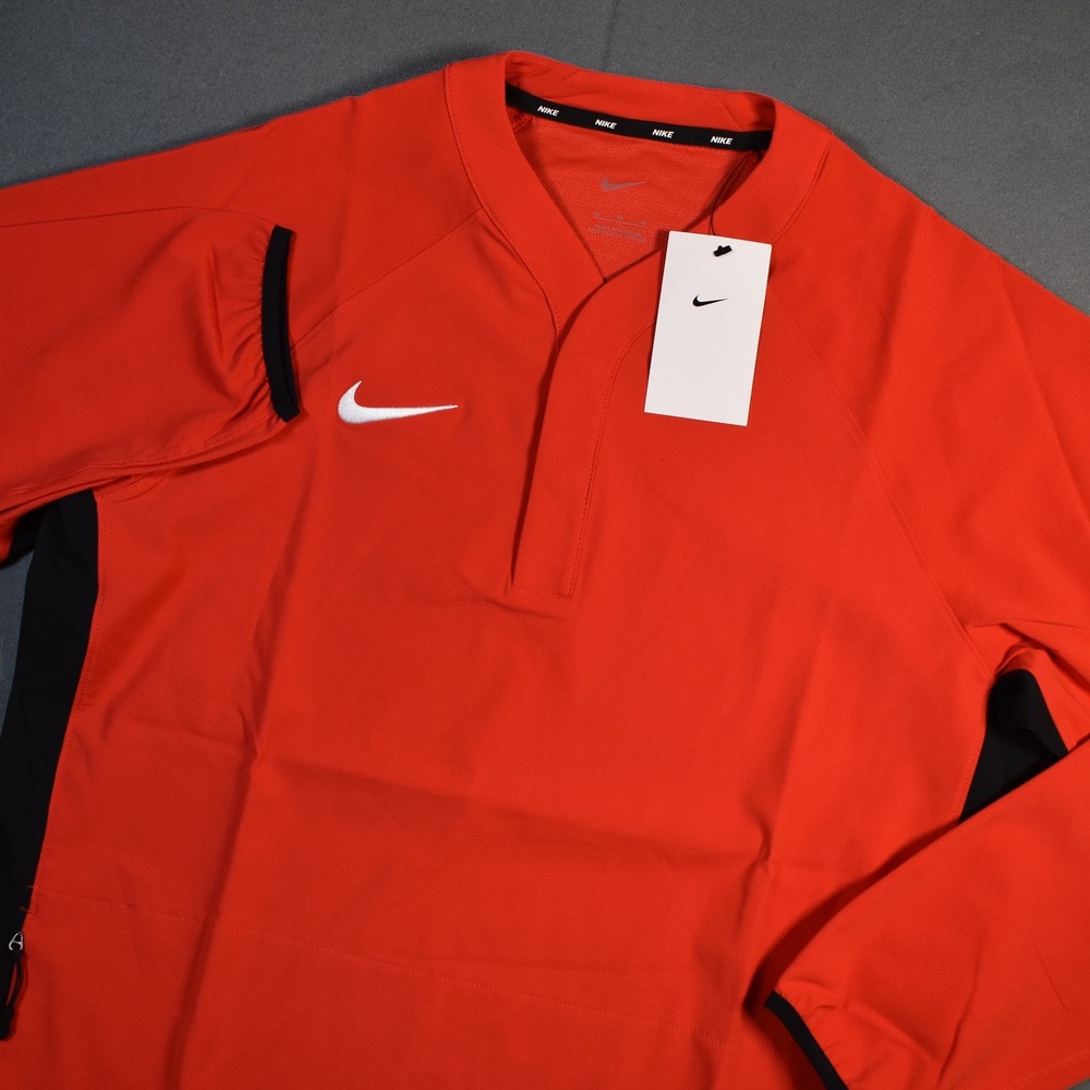 Nike‎ Baseball Pre-Game Long Sleeve Button Snap Medium Red Black Training Top
